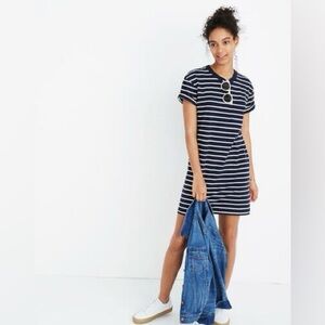 Madewell navy striped t shirt dress size small